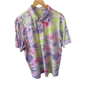 Chubbies Polo Shirt The Weekend Has Arrived Pastel Tie-Dye Hawaii Golf Sz Large